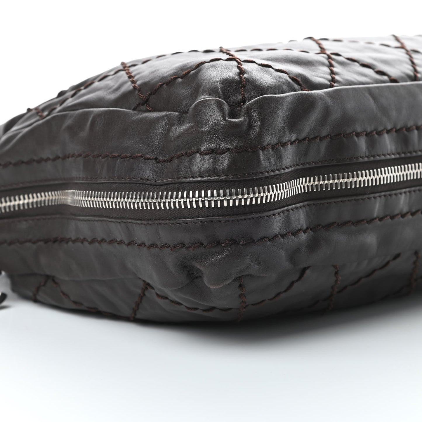 Calfskin Expandable Tote Dark Brown