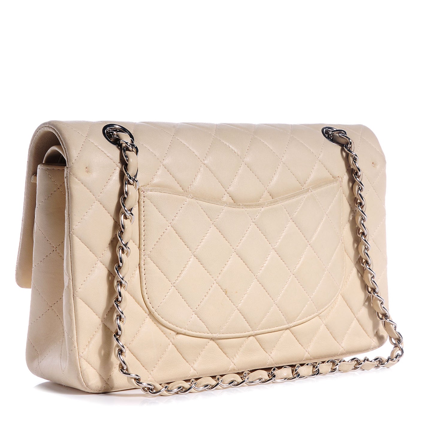 Lambskin Medium Double Flap Light Beige