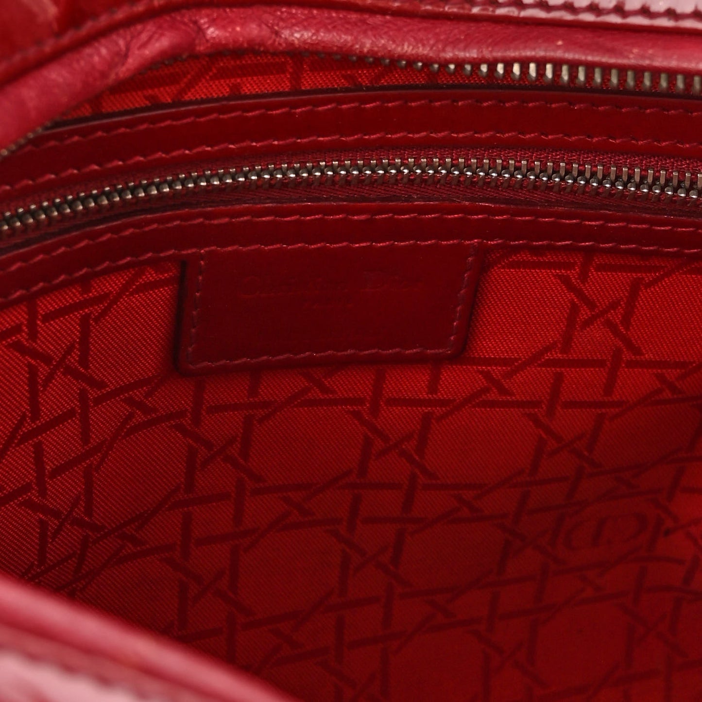 Patent Cannage Large Lady Dior Red