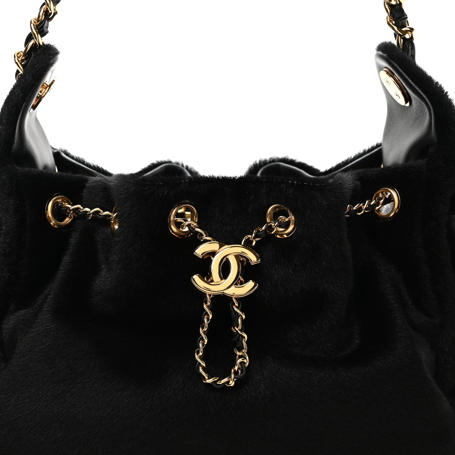 Pony Hair Mini Chanel 25 Handbag Black Black