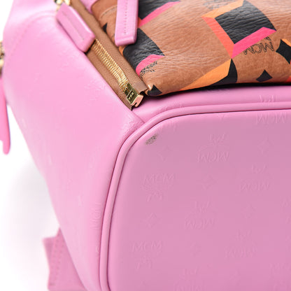 MCM Calfskin Visetos Diamond Printed Small Backpack Pink Cognac 8 of 13