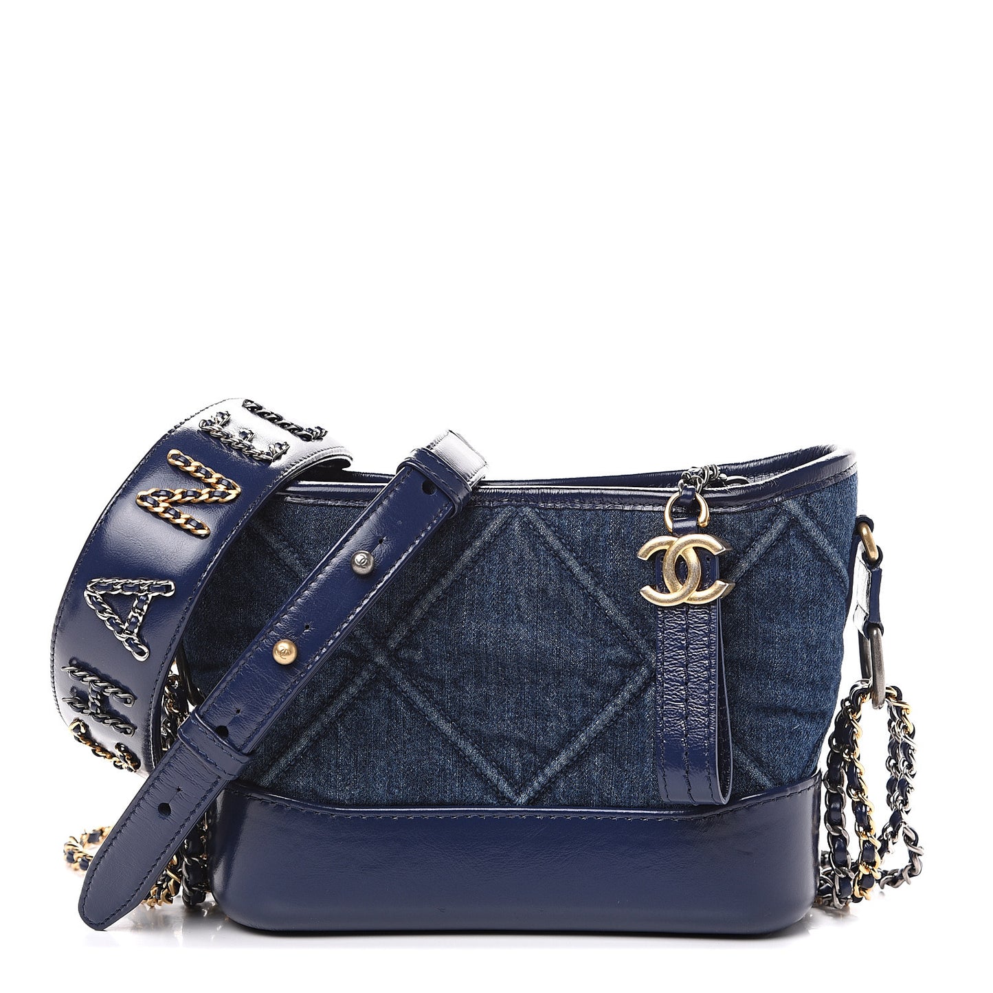 Denim Calfskin Small Gabrielle Hobo Blue