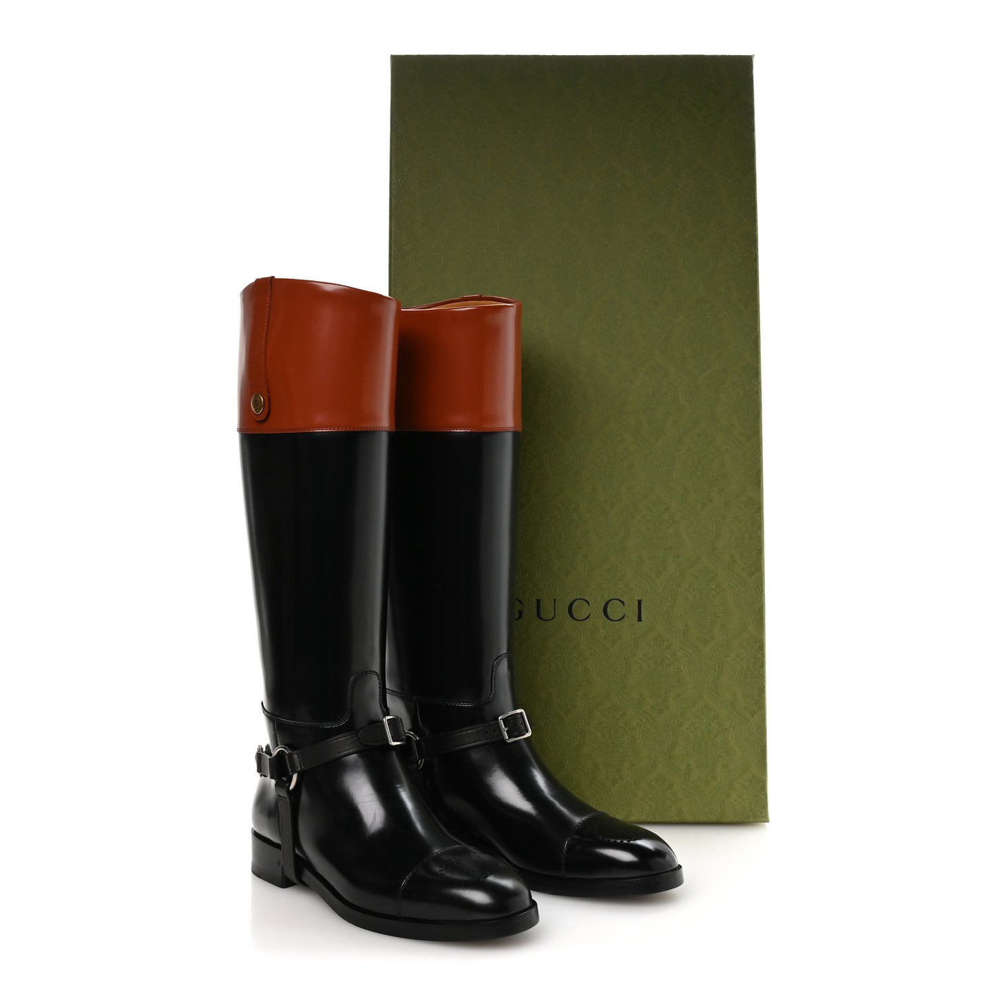 Calfskin Zelda Harness Riding Boots 39.5 Black Amber
