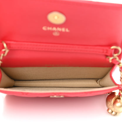 Chanel Lambskin Quilted Pearl Crush Clutch With Chain Red 5 of 11