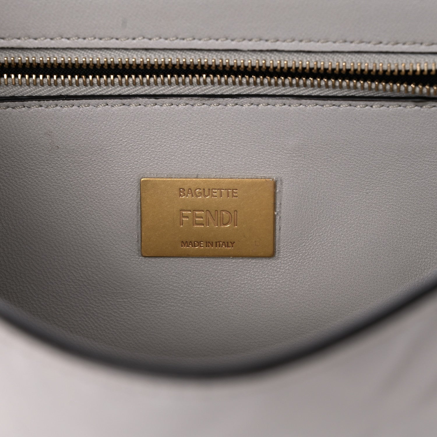 Fendi Nappa Small FF Embossed Midi Chain Baguette Ghiaia 8 of 10