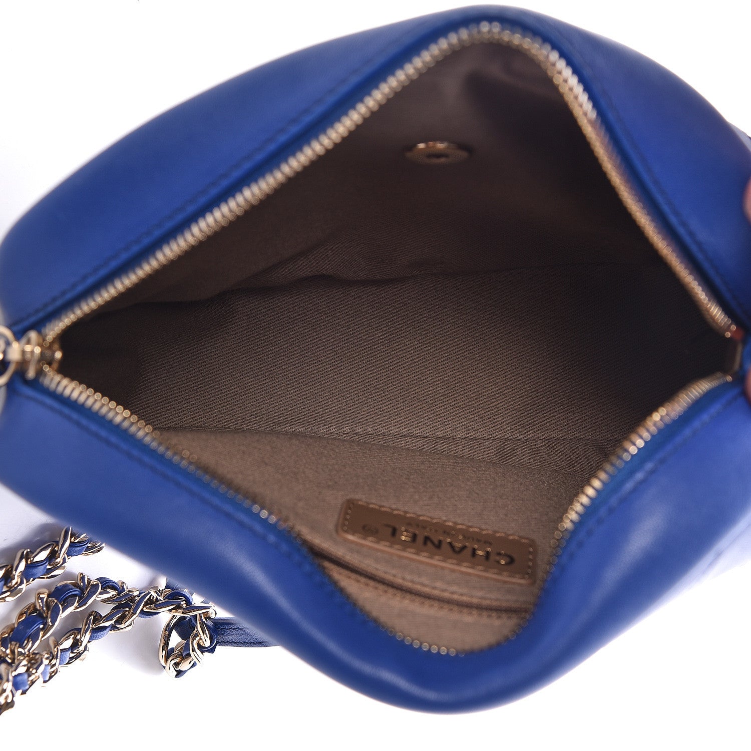 Chanel Goatskin Quilted Large Casual Trip Camera Case Blue 5 of 10