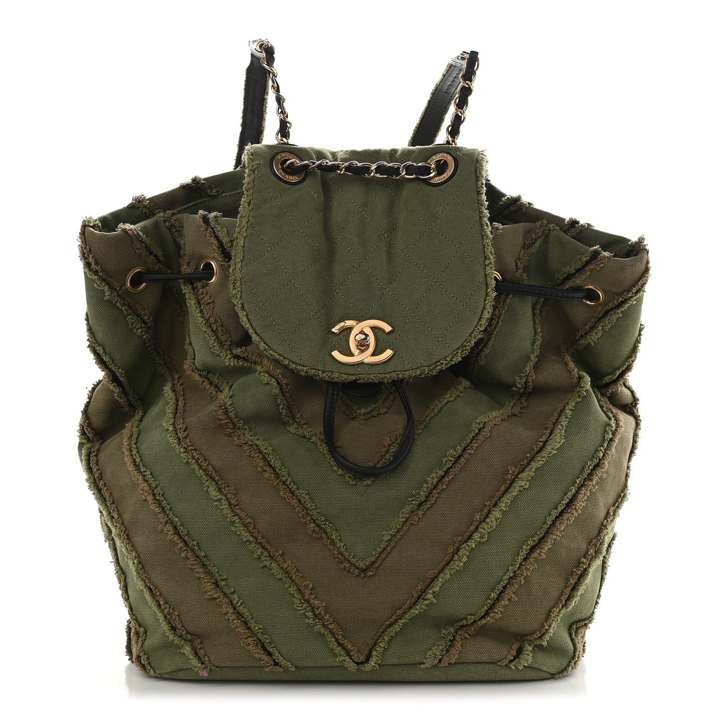 Canvas Chevron Cuba Patchwork Backpack Khaki