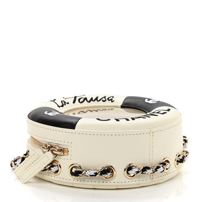 Chanel Lambskin Coco Lifesaver Round Bag Black White 3 of 11