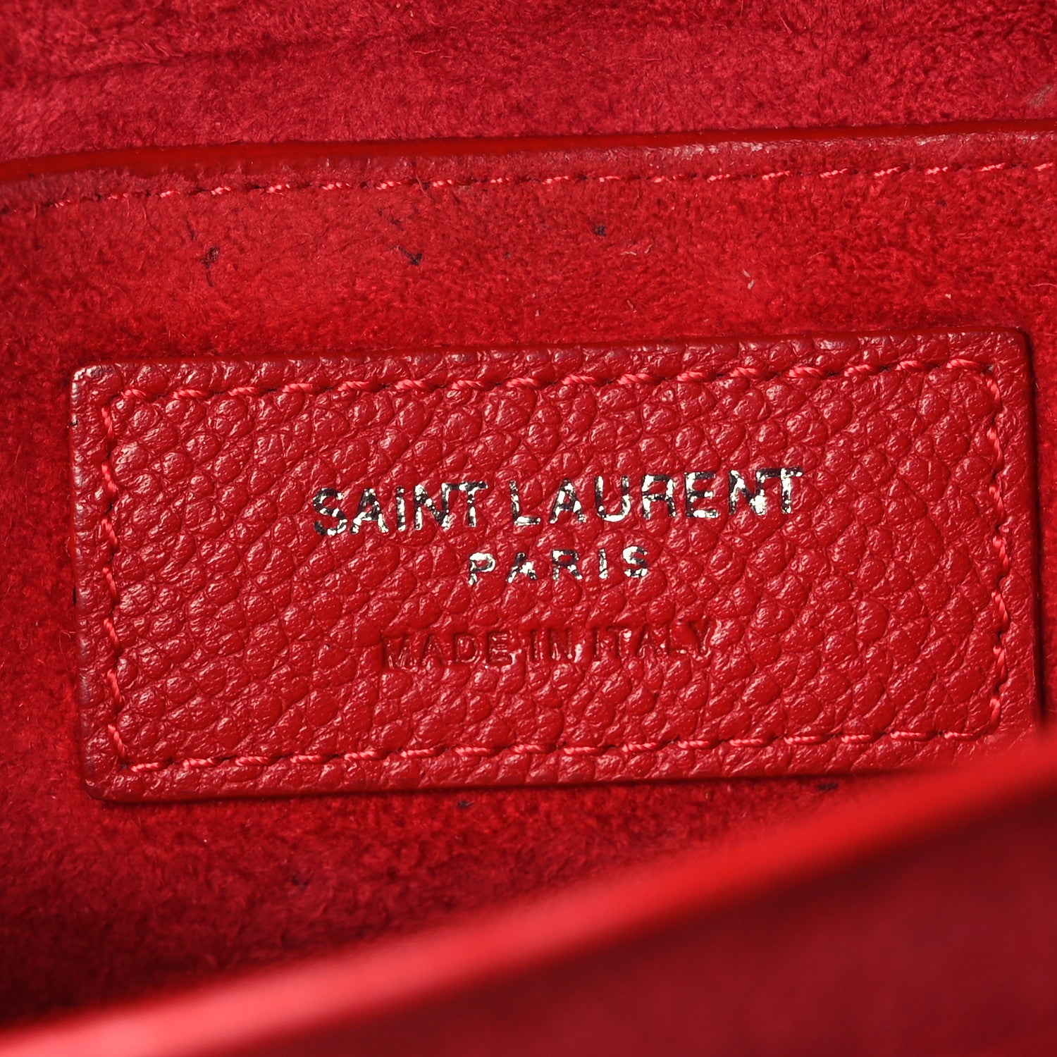 Saint Laurent Grained Calfskin Medium Monogram Sunset Satchel Red 6 of 12