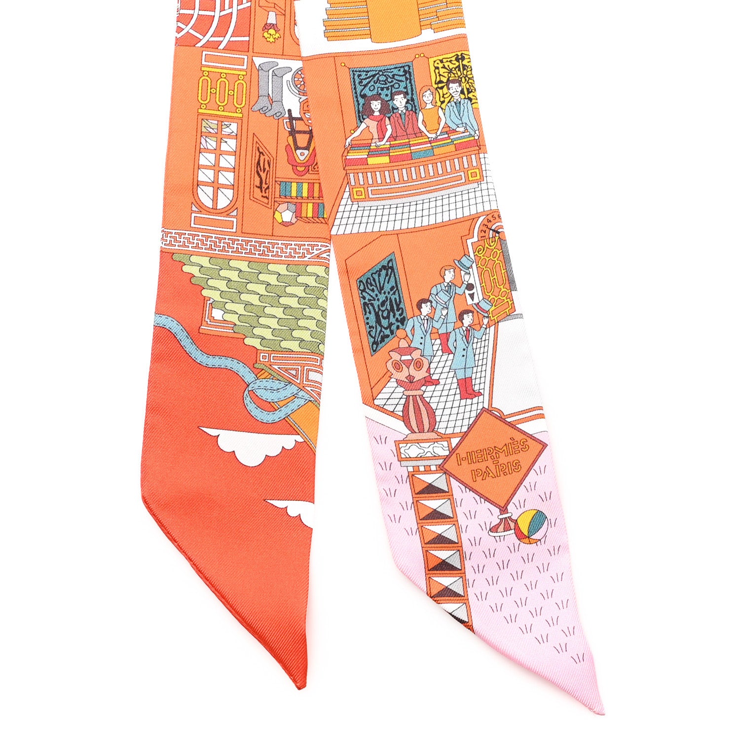 Hermes Silk La Maison des Carres Twilly Orange Capucine Rose 2 of 4