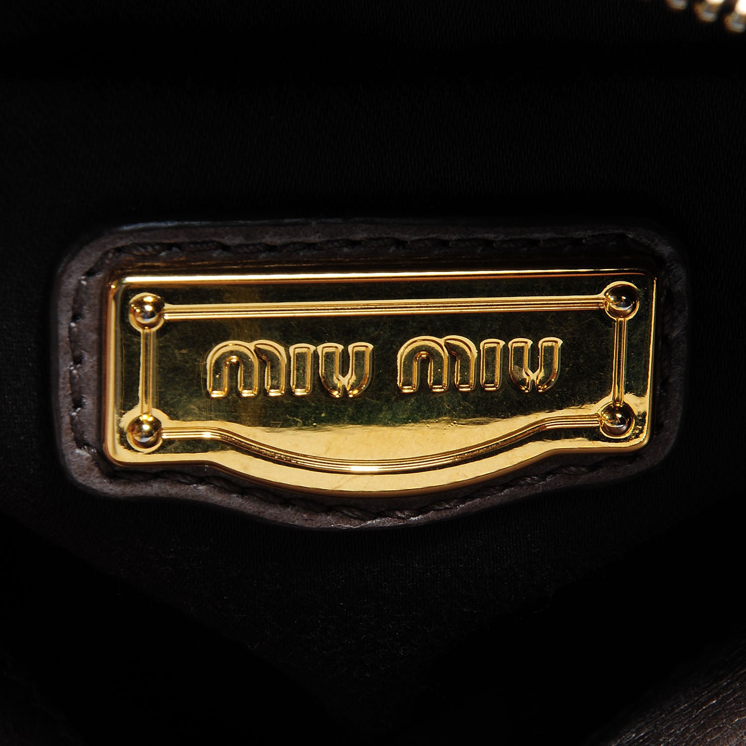 Miu Miu Leather Vitello Lux Bow Bag Brown 7 of 9
