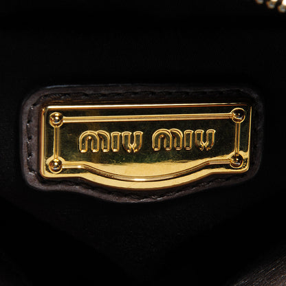 Miu Miu Leather Vitello Lux Bow Bag Brown 7 of 9