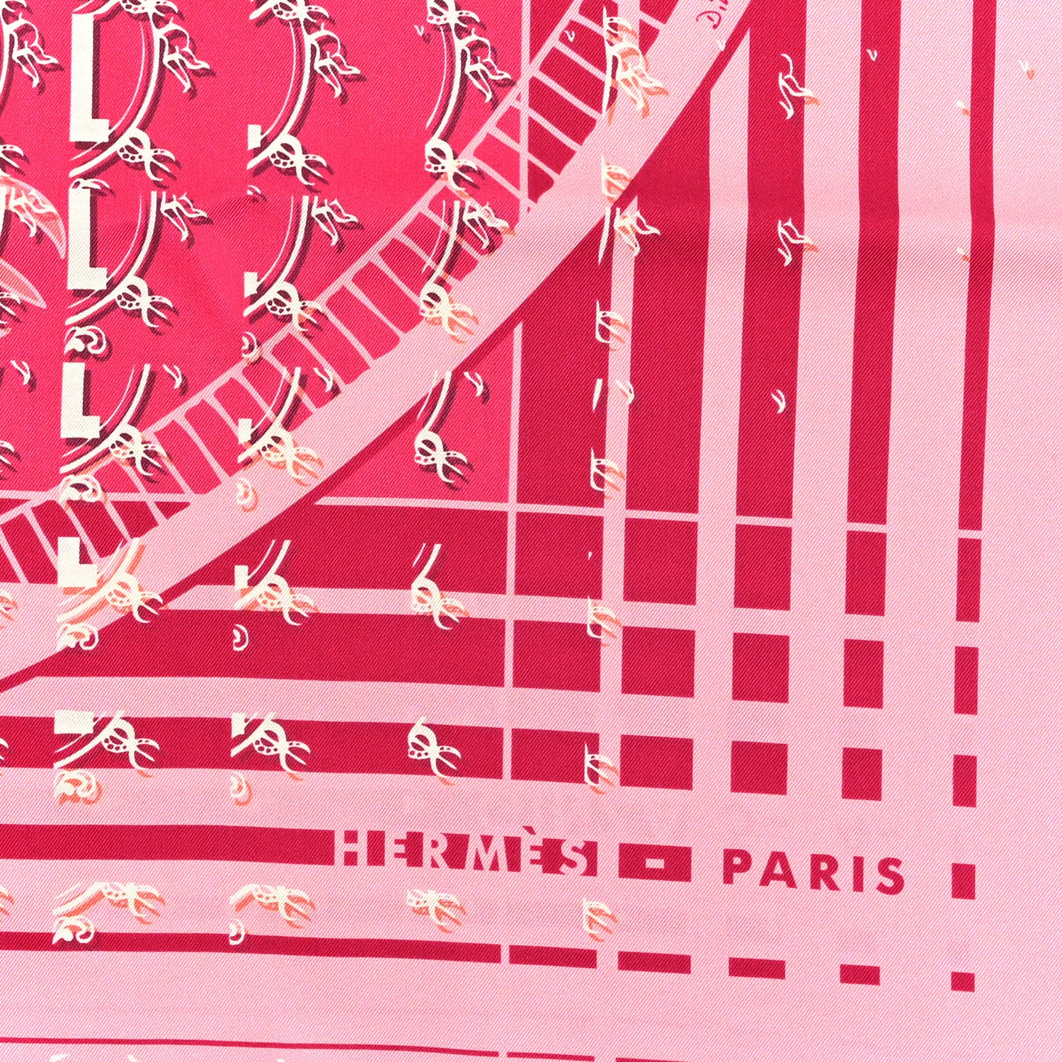 Hermes Silk 24 Faubourg Seconde Scarf 90 Rose Fuschia White 2 of 3