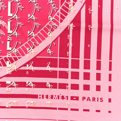 Hermes Silk 24 Faubourg Seconde Scarf 90 Rose Fuschia White 2 of 3