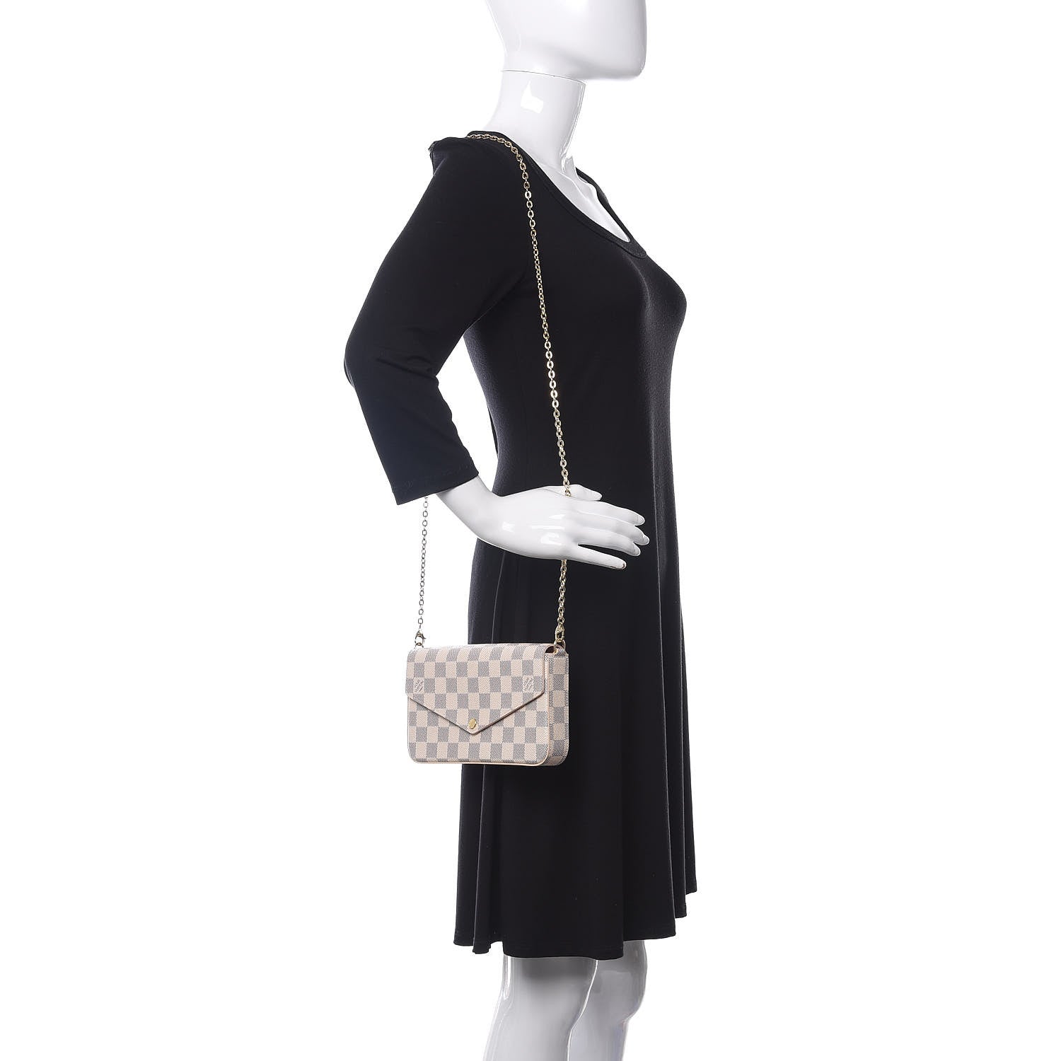 Louis Vuitton Damier Azur Pochette Felicie Chain Wallet Rose Ballerine 2 of 13