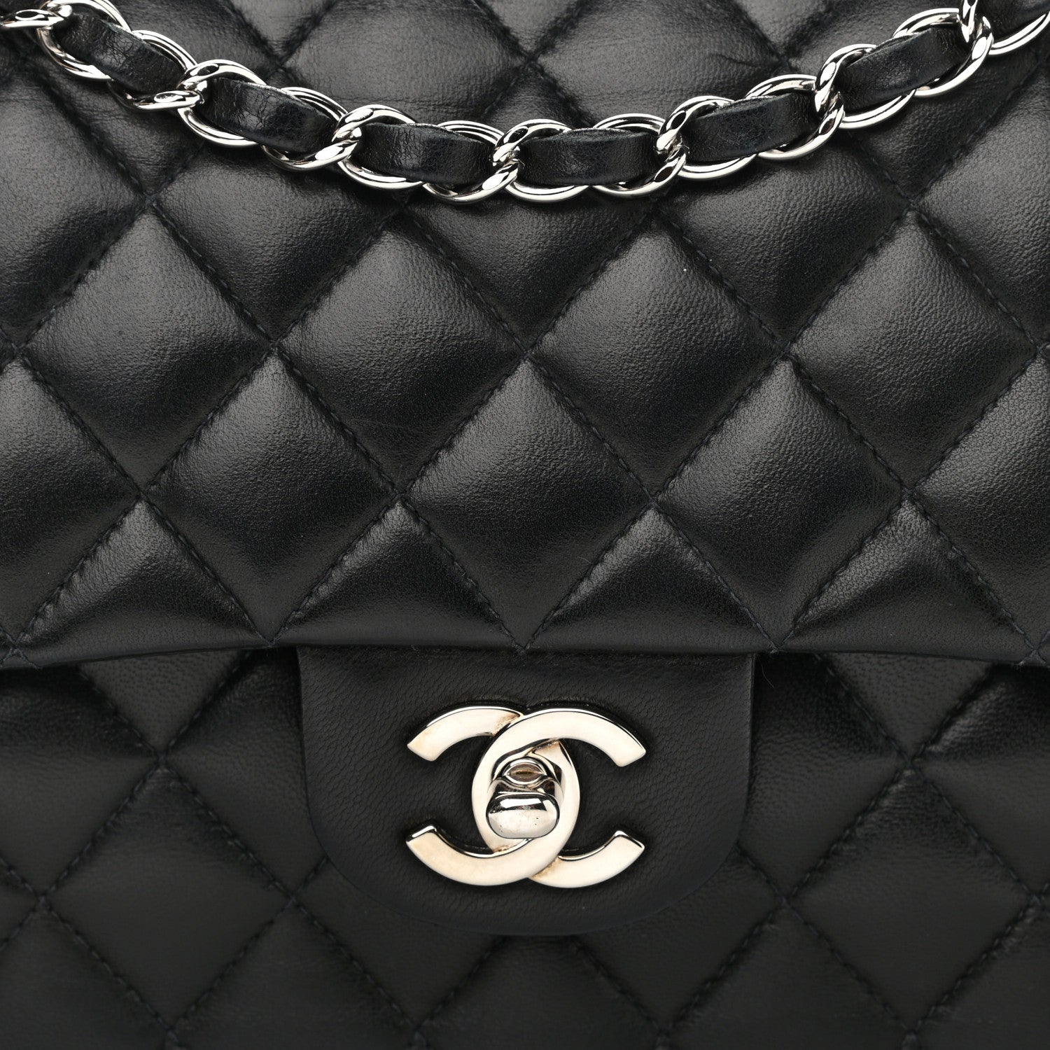 Chanel Lambskin Quilted Medium Double Flap Black 16 of 16