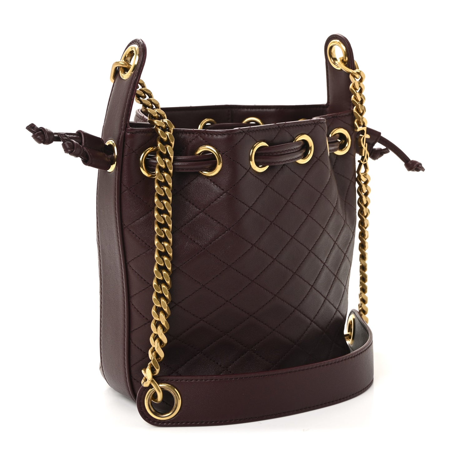 Lambskin Carre Quilted Cassandre Small Bucket Bag Hot Wine