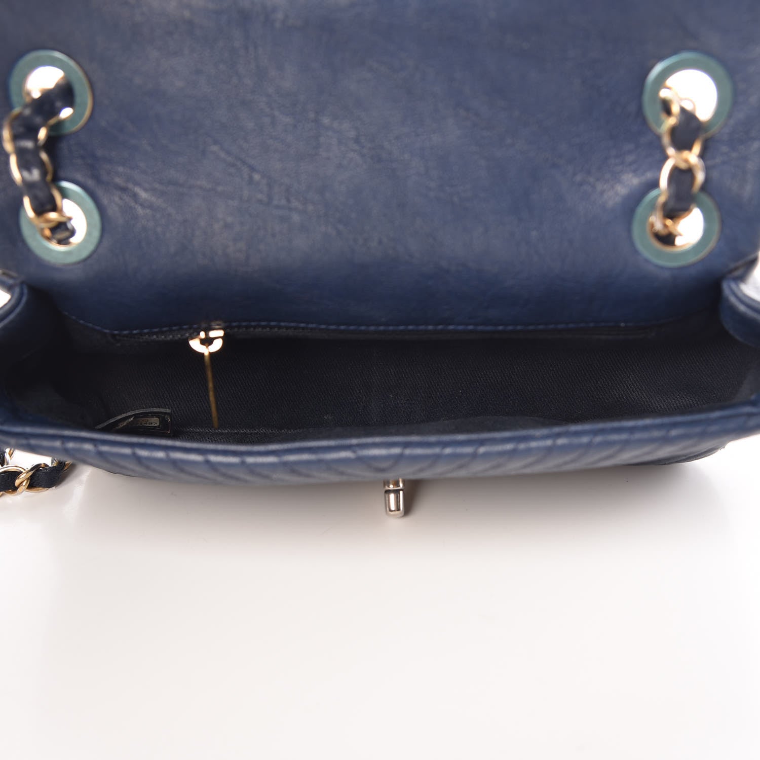 Chanel Calfskin Surpique Chevron Small Flap Navy 7 of 20