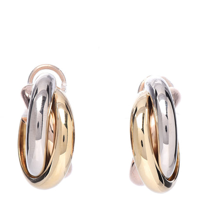 Cartier 18K Pink Yellow White Gold Large Trinity Clip-On Earrings 1 of 5