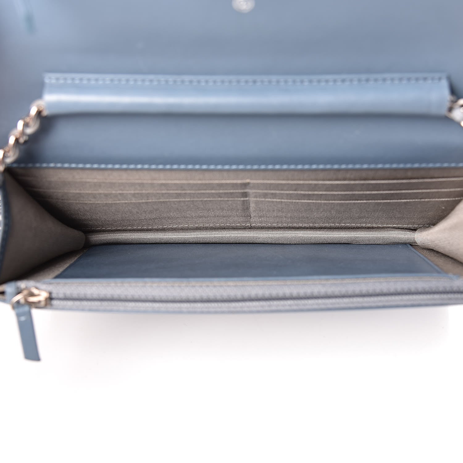 Chanel Caviar Timeless CC Wallet On Chain WOC Light Blue 5 of 12