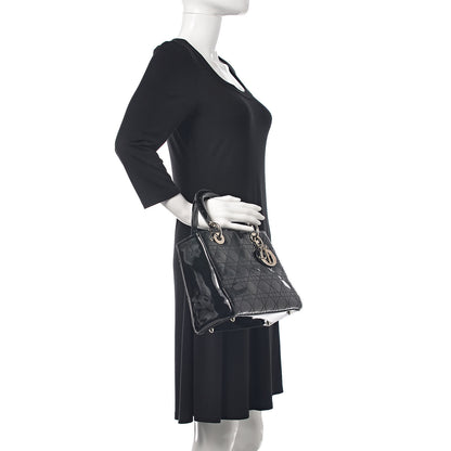 Christian Dior Patent Cannage Stitched Medium Lady Dior Black 2 of 9