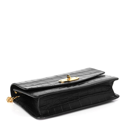 Mulberry Crocodile Embossed Calfskin Small Darley Black 3 of 10
