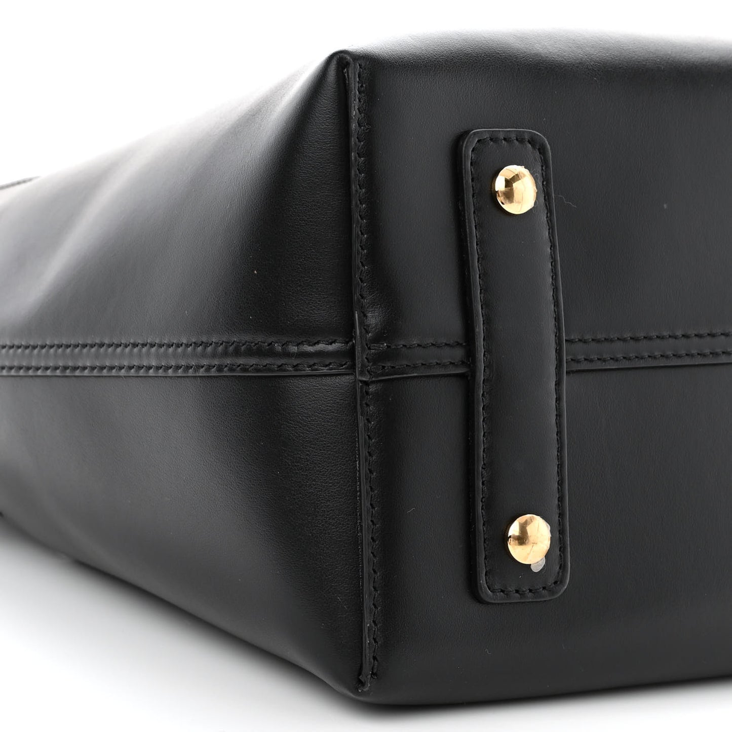 Smooth Calfskin Triple Stud Small Belt Bag Black Tan