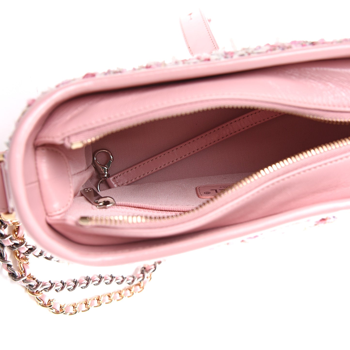 Tweed Calfskin Small Gabrielle Hobo Light Pink