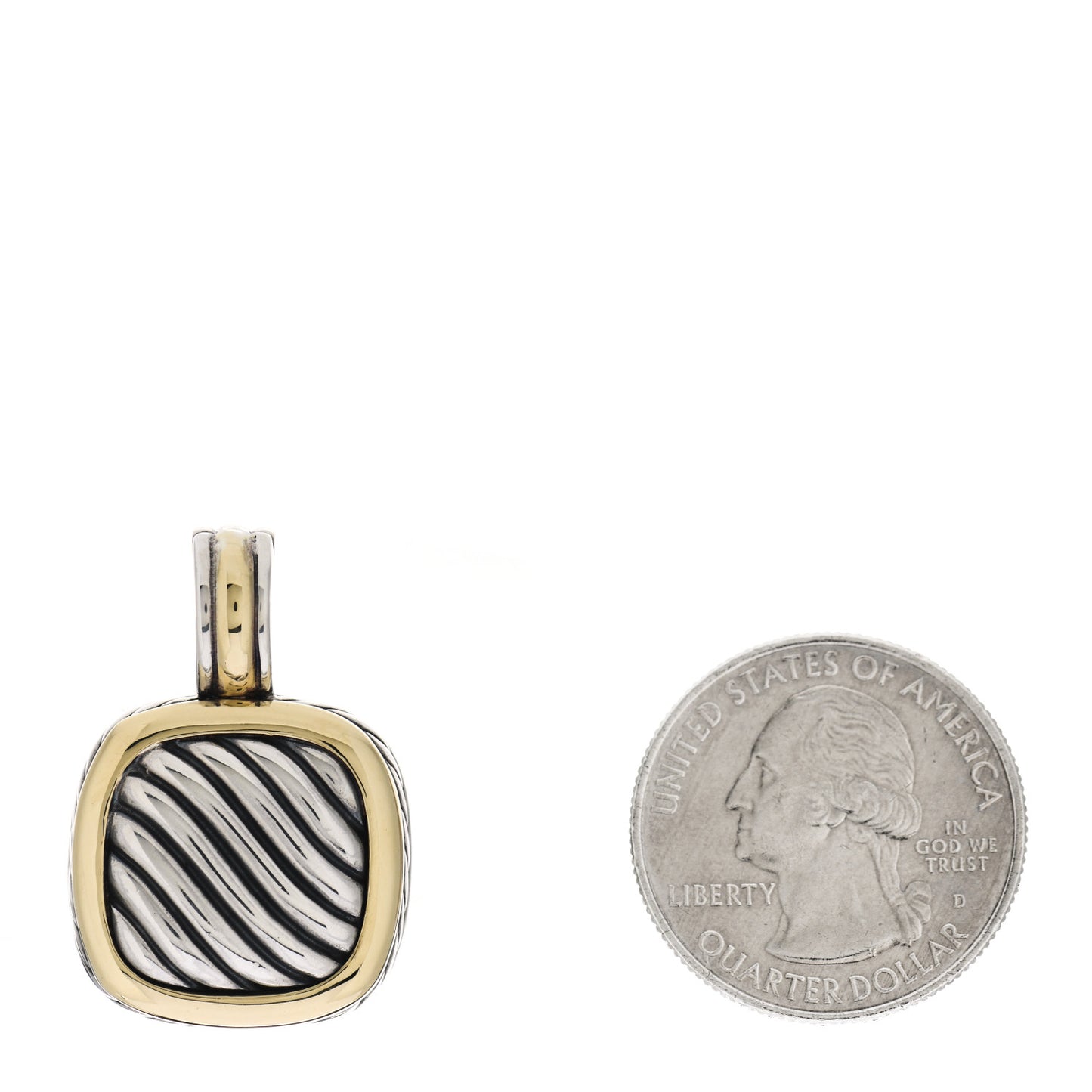 Sterling Silver 18K Yellow Gold Sculpted Cable Enhancer Pendant