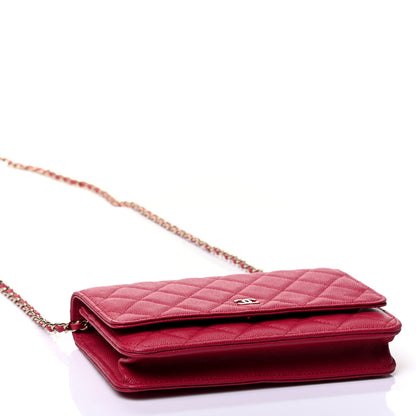Chanel Caviar Quilted Wallet On Chain WOC Dark Pink 3 of 4