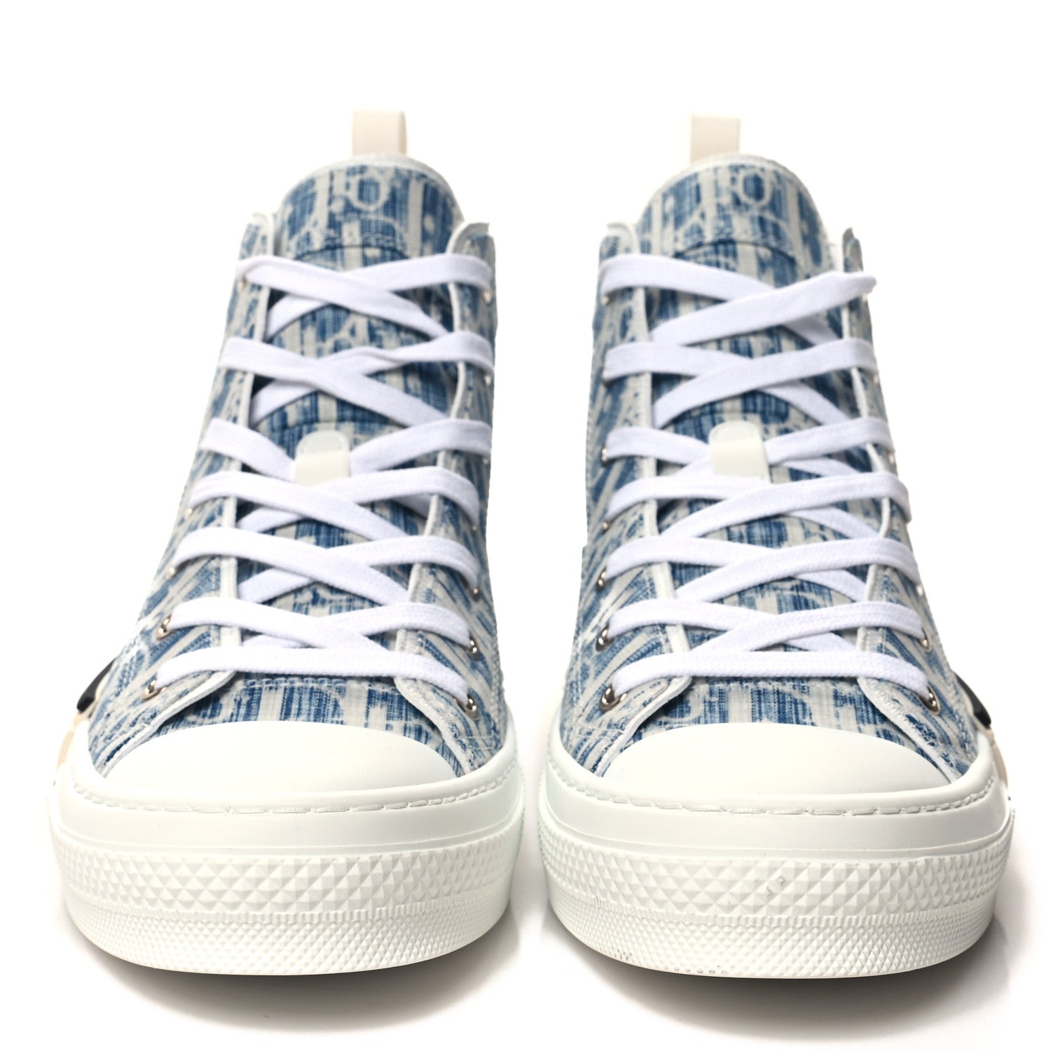 Christian Dior Denim Jacquard Oblique Kasuri B23 High Top Sneakers 42 Blue White 2 of 9