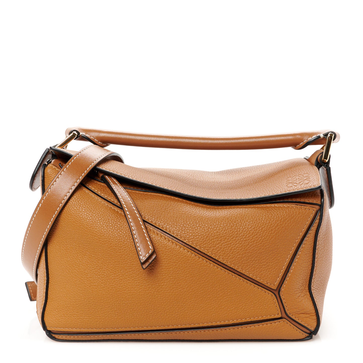 Grained Calfskin Small Puzzle Bag Tan