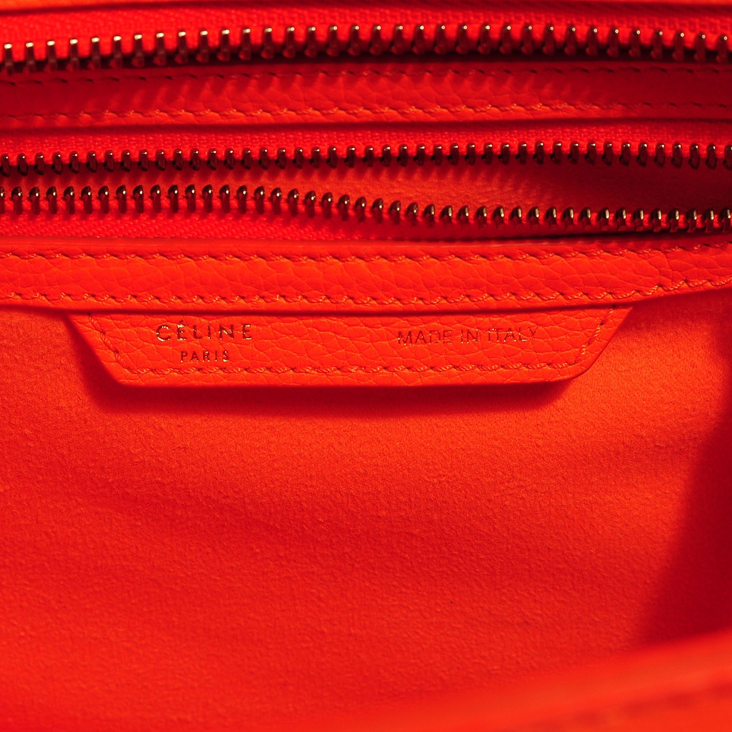 Celine Drummed Calfskin Micro Luggage Bright Orange 14 of 16