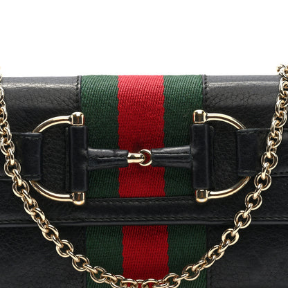 Gucci Calfskin Web Horsebit Chain Clutch Wallet Black 7 of 9