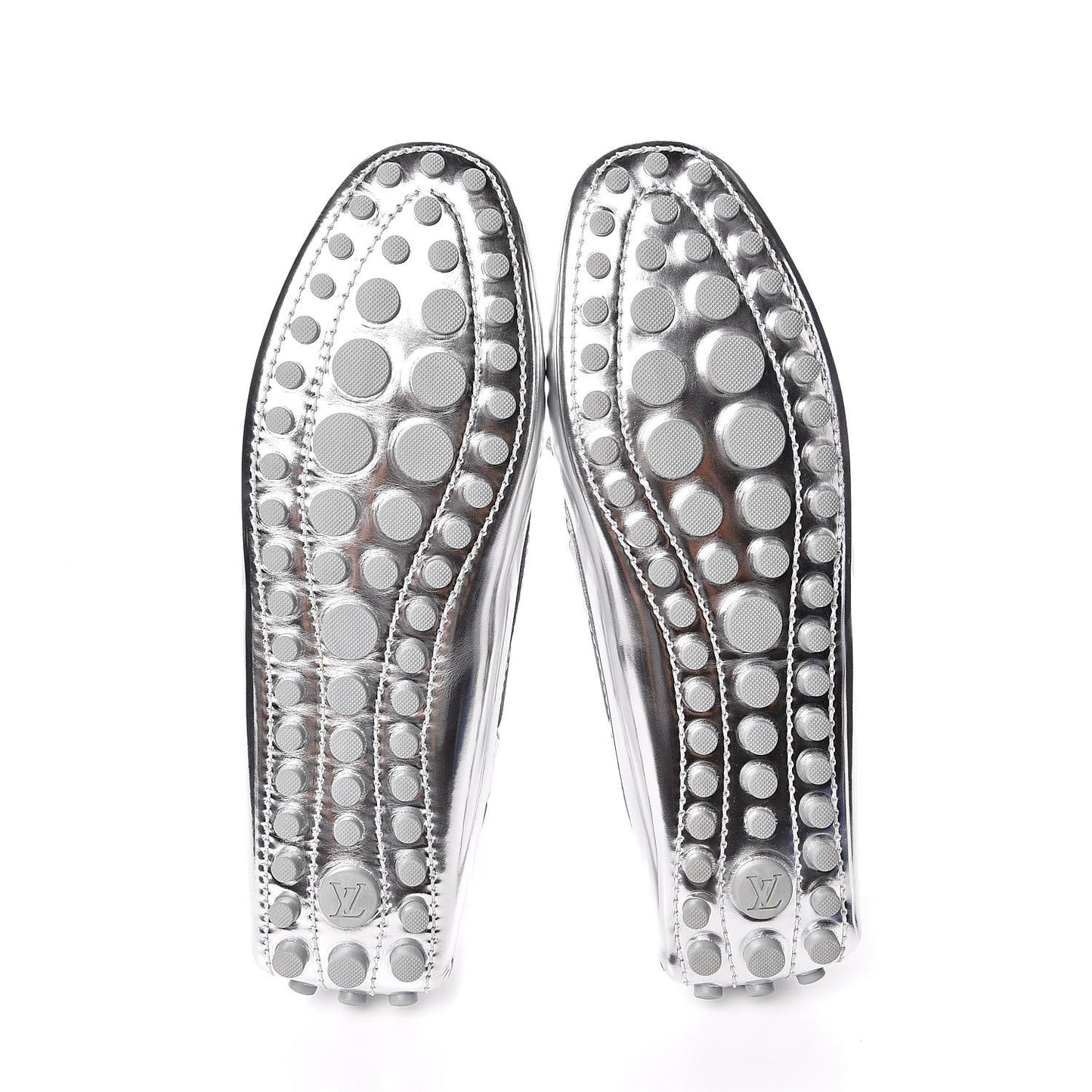 Patent Calfskin Monogram Gloria Loafers 37.5 Silver