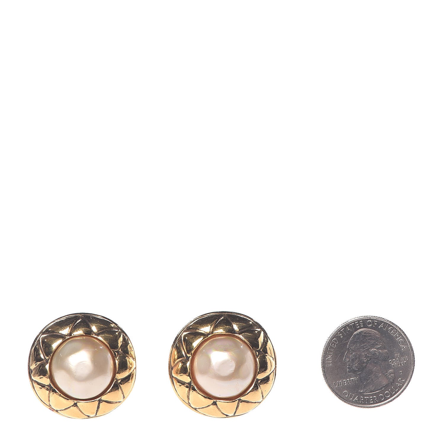 Chanel Pearl Clip On Earrings Gold 2 of 6