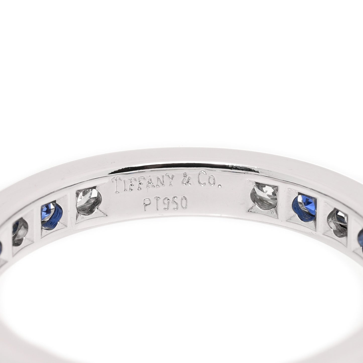 Platinum Diamond Blue Sapphire Eternity Band Ring 56 7.5