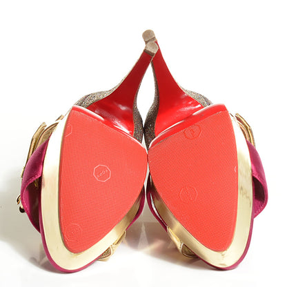 Christian Louboutin Metallic Calfskin Satin Glitter Ambertina 150 Platform 37 Gold 5 of 6