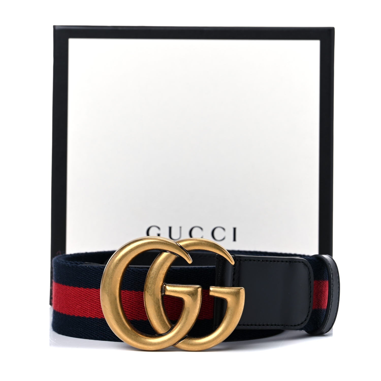 Gucci Nylon Calfskin Double G Web 40mm Belt 90 36 Blue Red Black 7 of 7
