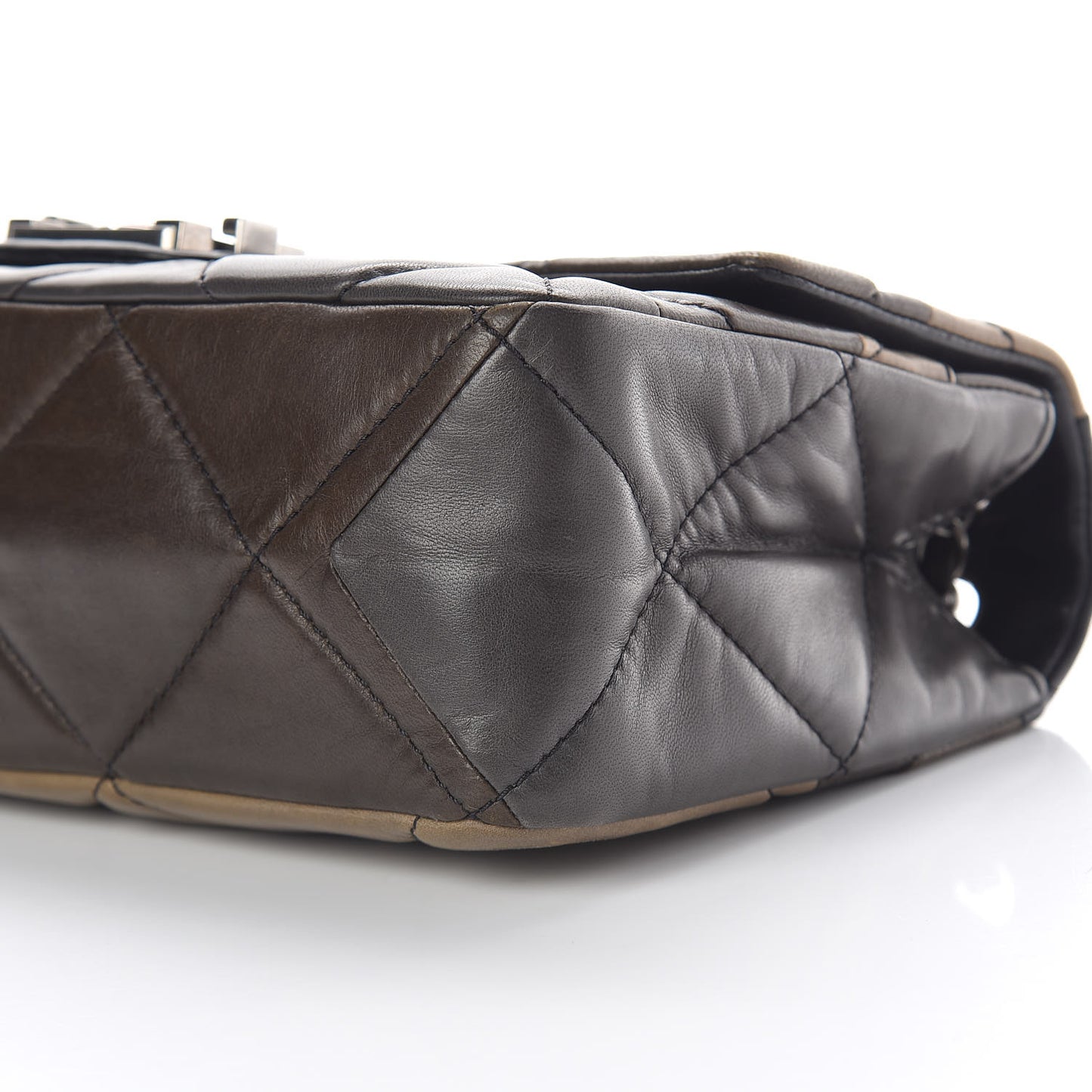 Lambskin Quilted Patchwork Boy Flap Brown