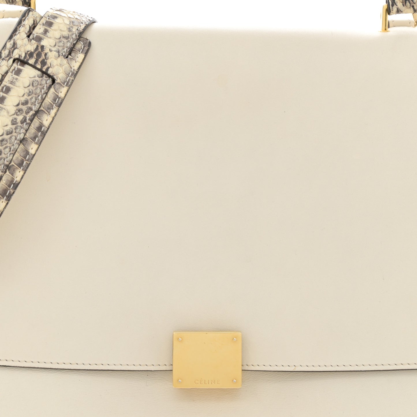 Calfskin Suede Whipsnake Medium Trapeze Black White