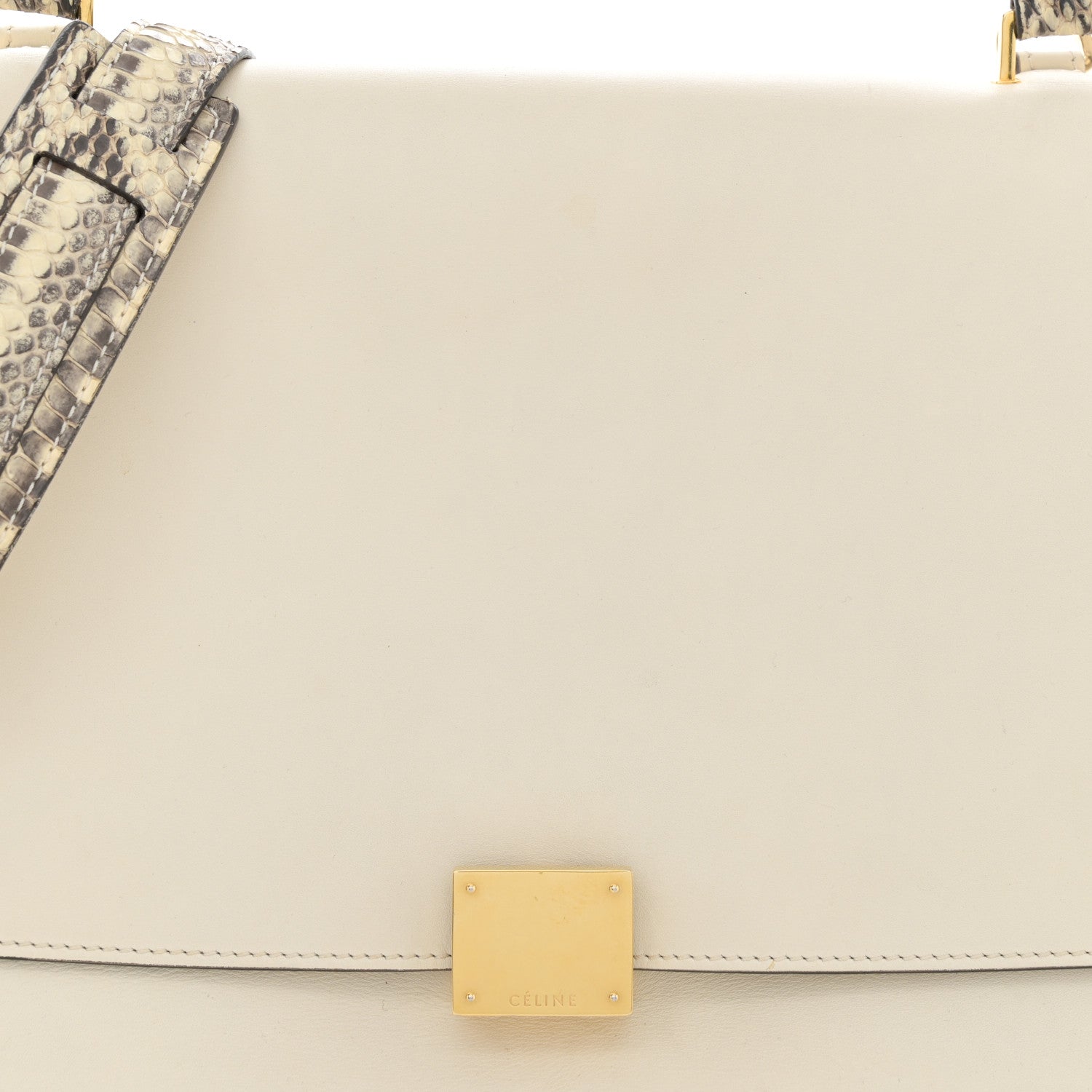 Celine Calfskin Suede Whipsnake Medium Trapeze Black White 7 of 17