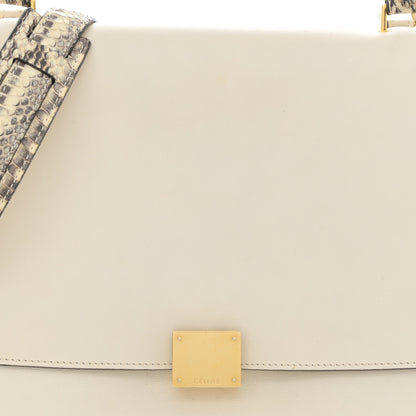 Celine Calfskin Suede Whipsnake Medium Trapeze Black White 7 of 17