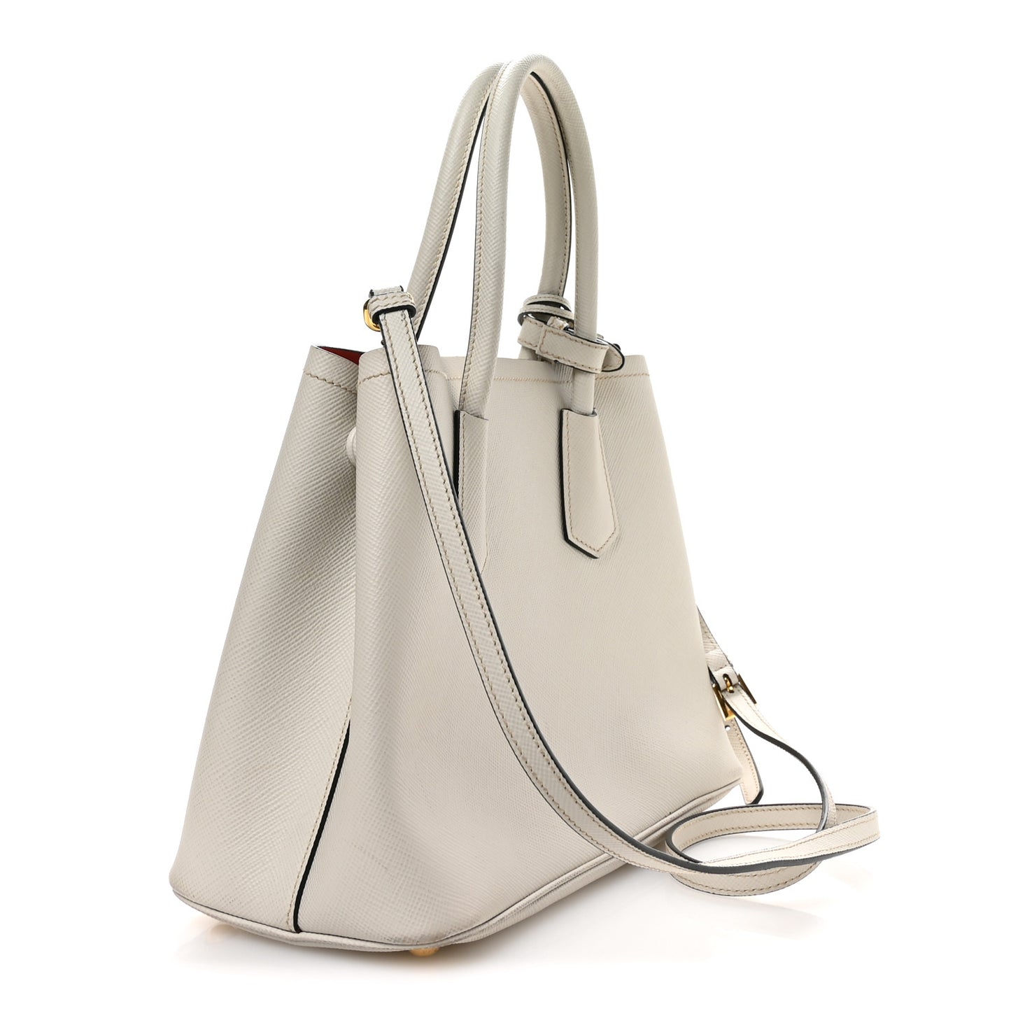 Saffiano Cuir Small Double Bag Talco Lacca