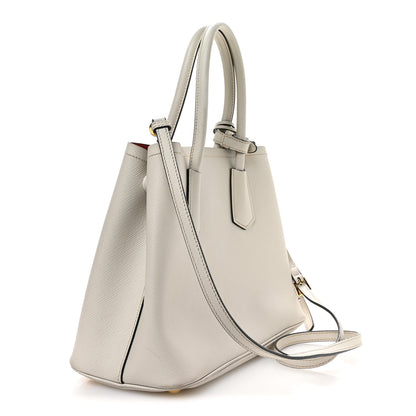 Prada Saffiano Cuir Small Double Bag Talco Lacca 3 of 11