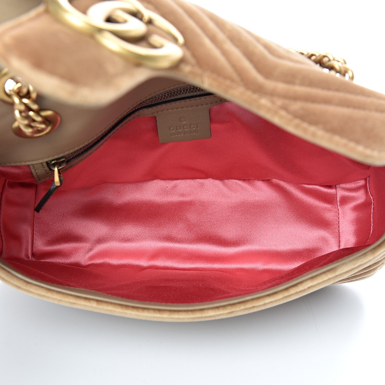 Gucci Velvet Matelasse Small GG Marmont Shoulder Bag Taupe 4 of 12