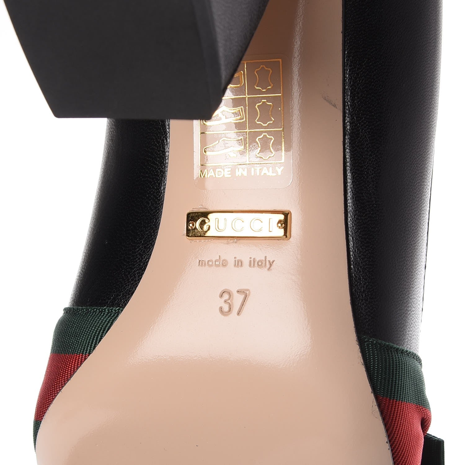 Gucci Malaga Kid Web Bow Pumps 37 Black 6 of 9