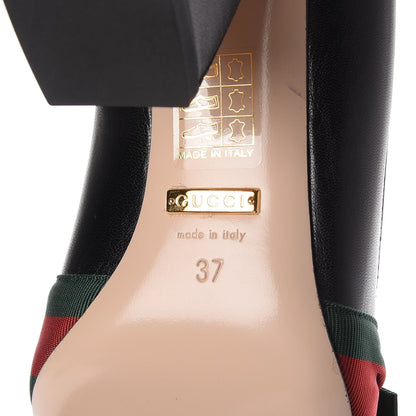 Gucci Malaga Kid Web Bow Pumps 37 Black 6 of 9