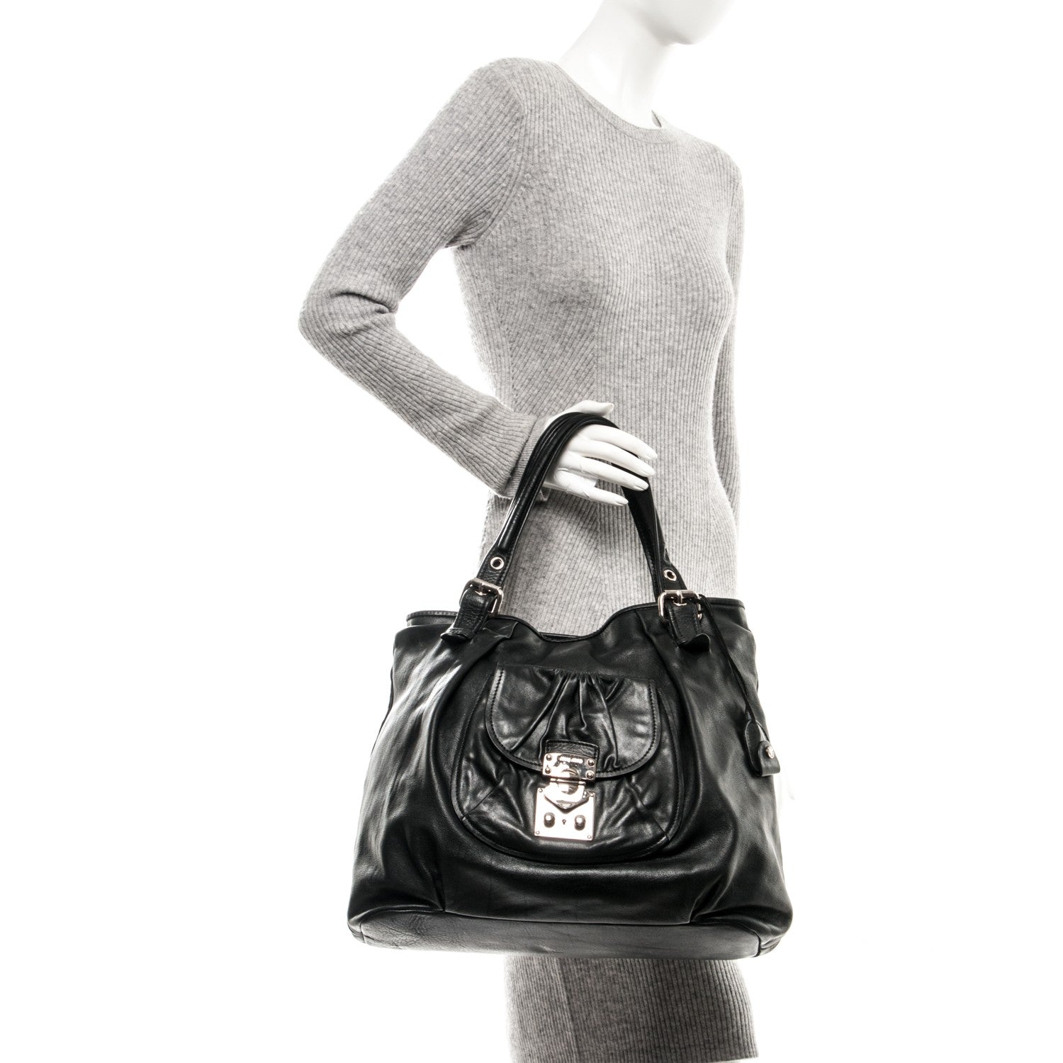 Miu Miu Vitello Lux Large Tote Nero Black 2 of 7