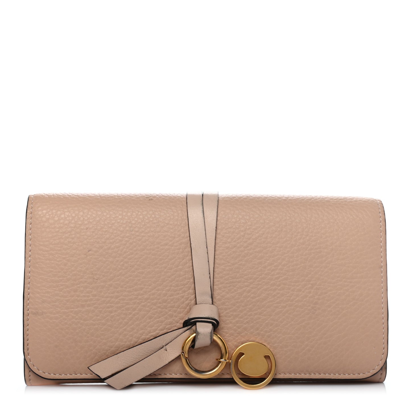 Calfskin Alphabet Long Wallet Blush Nude